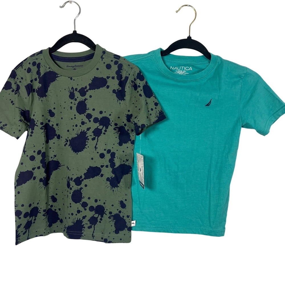 NWT Tommy Bahama Nautica Green Blue T-Shirt Tie Dye Boys Small Hipster Preppy